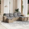 Salon de jardin avec coussins 6pcs mélange beige résine tressée 
