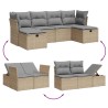 Salon de jardin avec coussins 6pcs mélange beige résine tressée 