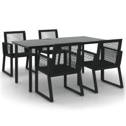Ensemble à manger de jardin 5 pcs Noir Rotin PVC 