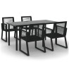 Ensemble à manger de jardin 5 pcs Noir Rotin PVC 