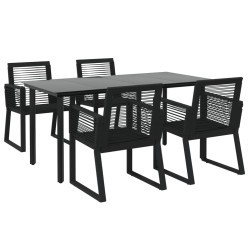 Ensemble à manger de jardin 5 pcs Noir Rotin PVC 
