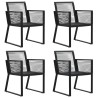 Ensemble à manger de jardin 5 pcs Noir Rotin PVC 