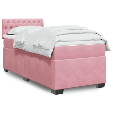 Sommier à lattes de lit avec matelas Rose 100x200 cm Velours 