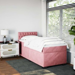 Sommier à lattes de lit avec matelas Rose 100x200 cm Velours 