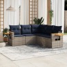 Salon de jardin 5 pcs avec coussins gris résine tressée 