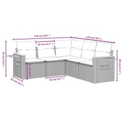 Salon de jardin 5 pcs avec coussins gris résine tressée 