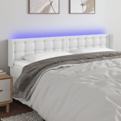 Tête de lit à LED Blanc 163x16x78/88 cm Similicuir 