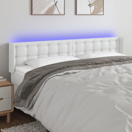 Tête de lit à LED Blanc 163x16x78/88 cm Similicuir 