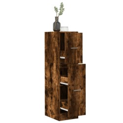 Armoire d'apothicaire chêne fumé 30x41x118 cm bois d'ingénierie 