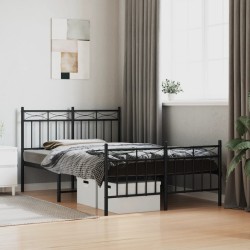 Cadre de lit métal sans matelas avec pied de lit noir 120x190cm 