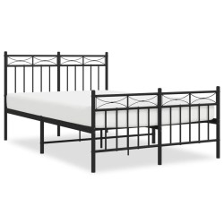 Cadre de lit métal sans matelas avec pied de lit noir 120x190cm 