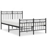 Cadre de lit métal sans matelas avec pied de lit noir 120x190cm 