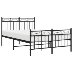 Cadre de lit métal sans matelas avec pied de lit noir 120x190cm 
