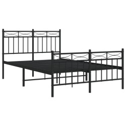 Cadre de lit métal sans matelas avec pied de lit noir 120x190cm 
