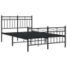 Cadre de lit métal sans matelas avec pied de lit noir 120x190cm 