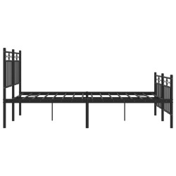 Cadre de lit métal sans matelas avec pied de lit noir 120x190cm 