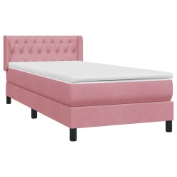 Sommier à lattes de lit avec matelas rose 90x210 cm velours 