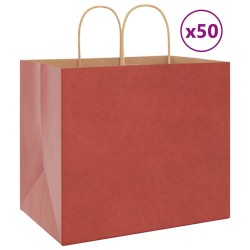 Sacs en papier 50 pcs avec poignées rouge 32x22x28 cm 