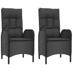 Ensemble à manger de jardin avec coussins 3 pcs Noir 
