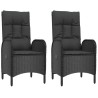 Ensemble à manger de jardin avec coussins 3 pcs Noir 