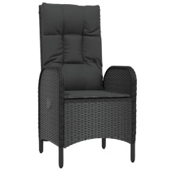 Ensemble à manger de jardin avec coussins 3 pcs Noir 