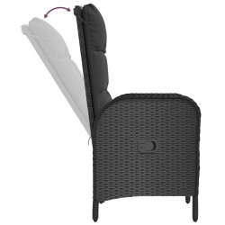 Ensemble à manger de jardin avec coussins 3 pcs Noir 