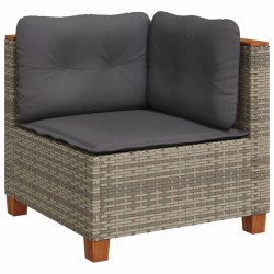 Salon de jardin 5 pcs avec coussins gris résine tressée 