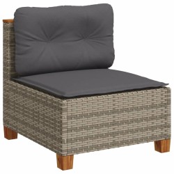 Salon de jardin 5 pcs avec coussins gris résine tressée 