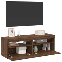 Meubles TV 2 pcs avec lumières LED Chêne marron 60x35x40 cm 