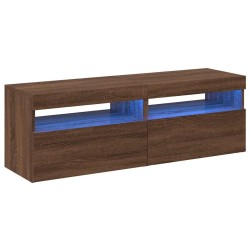 Meubles TV 2 pcs avec lumières LED Chêne marron 60x35x40 cm 