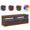 Meubles TV 2 pcs avec lumières LED Chêne marron 60x35x40 cm 