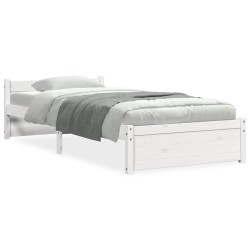 Cadre de lit sans matelas blanc bois massif 75x190 cm 