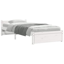 Cadre de lit sans matelas blanc bois massif 75x190 cm 