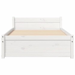 Cadre de lit sans matelas blanc bois massif 75x190 cm 