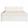 Cadre de lit sans matelas blanc bois massif 75x190 cm 