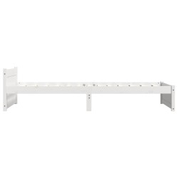 Cadre de lit sans matelas blanc bois massif 75x190 cm 