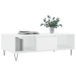 Table basse blanc brillant 104x60x35 cm bois d'ingénierie 