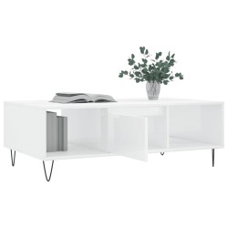 Table basse blanc brillant 104x60x35 cm bois d'ingénierie 