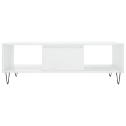 Table basse blanc brillant 104x60x35 cm bois d'ingénierie 