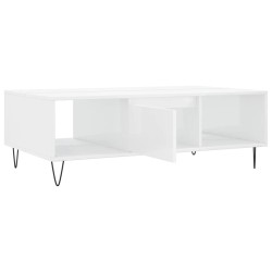 Table basse blanc brillant 104x60x35 cm bois d'ingénierie 