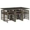 Ensemble à manger de jardin et coussins 7 pcs gris rotin 