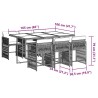 Ensemble à manger de jardin et coussins 7 pcs gris rotin 