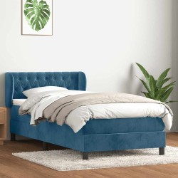 Sommier à lattes de lit et matelas bleu foncé 80x220 cm velours 