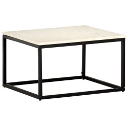 Table basse Blanc 60x60x35 cm Pierre véritable texture marbre 