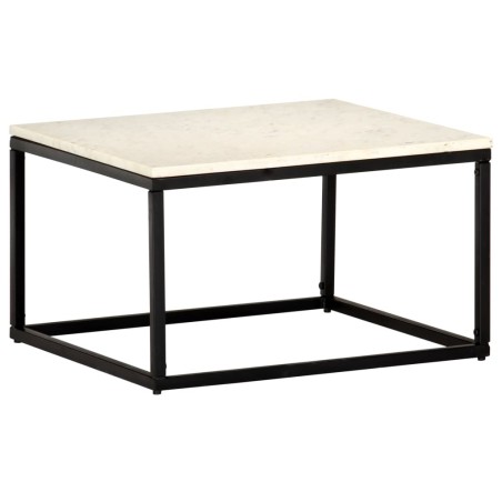 Table basse Blanc 60x60x35 cm Pierre véritable texture marbre 