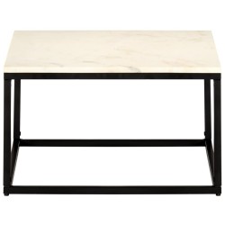 Table basse Blanc 60x60x35 cm Pierre véritable texture marbre 