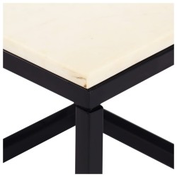 Table basse Blanc 60x60x35 cm Pierre véritable texture marbre 