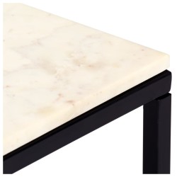 Table basse Blanc 60x60x35 cm Pierre véritable texture marbre 