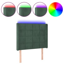 Tête de lit à LED Vert foncé 83x16x118/128 cm Velours 
