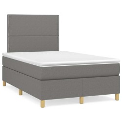 Sommier à lattes de lit avec matelas gris foncé 120x190cm tissu 